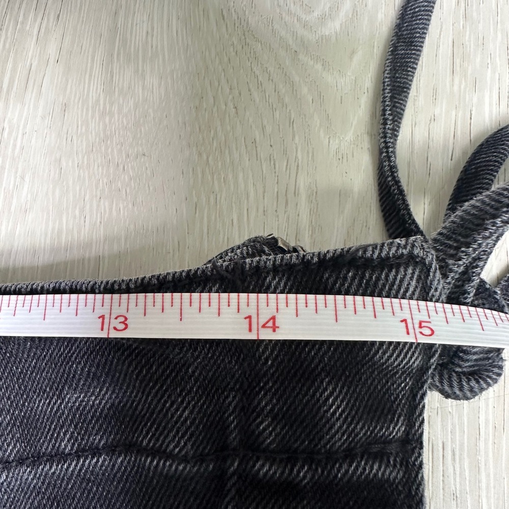 Happily Grey black wrap side tie zip closure denim mini skort frayed hem 7 28 - Picture 5 of 9